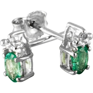Gold Impression 9ct White Gold Emerald and Diamond Stud Earrings ve04846 9kw-em