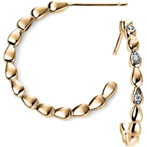 Gold Impression 9ct Gold Diamond Beaded Hoop Earrings GE2033