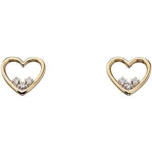 Gold Impression 9ct Yellow Gold Diamond Open Heart Stud Earrings GE2154
