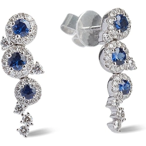 Gold Impression 18ct White Gold Dew Drop Diamond and Sapphire 1.31ct Dropper Earrings LG195/EA-PR(BS)