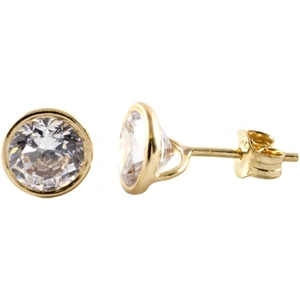 Gold Impression 9ct Gold Cubic Zirconia Clear Round Roll Over Stud Earrings 1-57-4373
