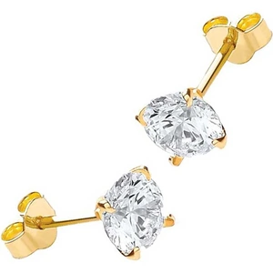 Gold Impression 9ct Gold 6mm 4 Claw Round Cubic Zirconia Stud Earrings 1.58.4979