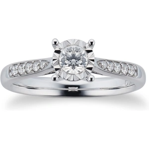 Goldsmiths Brilliant Cut 0.34 Total Carat Weight Solitaire And Diamond Set Shoulders Ring In 9 Carat White Gold - Ring Size J