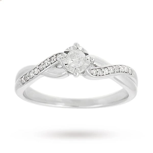 View product details for the 9 Carat White Gold 0.18 Carat Diamond Crossover Engagement Ring - Ring Size J