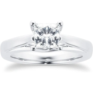 Goldsmiths Platinum Princess Cut 1.00 Carat 88 Facet Diamond Ring - Ring Size Q