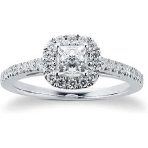 Goldsmiths 18ct White Gold Princess Cut 0.65 Carat 88 Facet Diamond Ring - Ring Size M