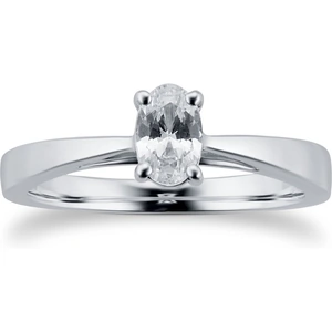 Goldsmiths Platinum 0.50ct Oval Cut Solitaire Engagement Ring - Ring Size M