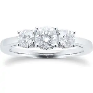 Platinum 1.00cttw Goldsmiths Brightest Diamond Three Stone Engagement Ring - Ring Size J