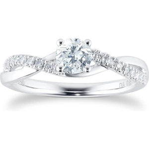 Goldsmiths 18ct White Gold 0.65cttw Diamond Twist Engagement Ring - Ring Size M