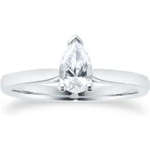Goldsmiths Platinum 0.50ct Diamond Pear Cut Solitaire Engagement Ring - Ring Size I