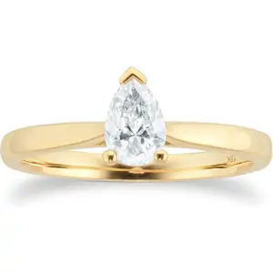 Goldsmiths 18ct Yellow Gold 0.50ct Pear Cut Solitaire Engagement Ring - Ring Size K