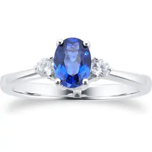Goldsmiths Platinum 0.15ct Diamond & Sapphire 3 Stone Engagement Ring - Ring Size N