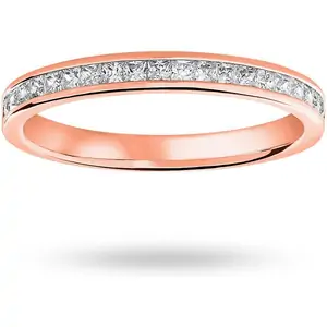 Goldsmiths 18 Carat Rose Gold 0.33 Carat Princess Cut Half Eternity Ring - Ring Size K
