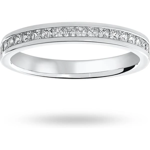 Goldsmiths 9 Carat White Gold 0.50 Carat Princess Cut Half Eternity Ring - Ring Size J