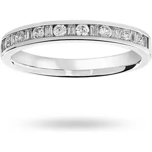 Goldsmiths 18 Carat White Gold 0.25 Carat Dot Dash Half Eternity Ring - Ring Size J