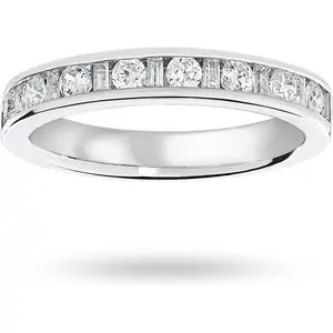 Goldsmiths Platinum 0.50 Carat Dot Dash Half Eternity Ring - Ring Size O