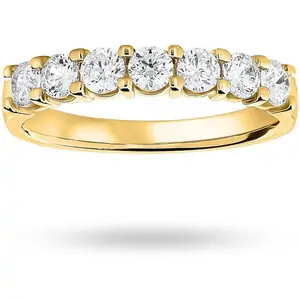 Goldsmiths 18 Carat Yellow Gold 0.75 Carat Brilliant Cut Under Bezel Half Eternity Ring - Ring Size P
