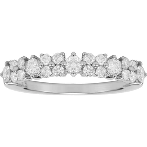 Goldsmiths 9ct White Gold 0.75ct Diamond Flower Fancy Eternity Ring - Ring Size L