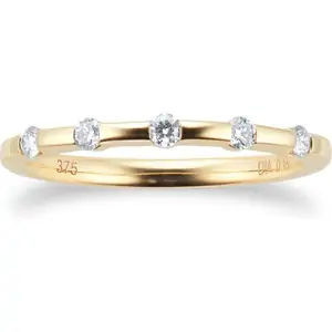 Goldsmiths 9ct Yellow Gold 0.15cttw Round Bezel Set Diamond - Ring Size F