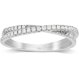 Goldsmiths 9ct White Gold 0.25cttw Thin Cross Over Ring - Ring Size K