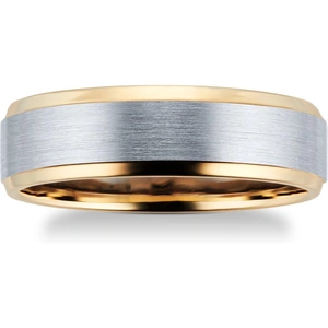 Goldsmiths 9ct Yellow Gold & Palladium Wedding Ring - Ring Size R