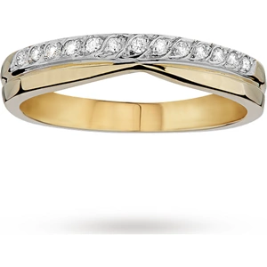 Goldsmiths Ladies Diamond Set Shaped 4mm Wedding Ring In 18 Carat Yellow Gold - Ring Size P
