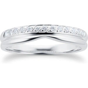 Goldsmiths Ladies 0.09 Total Carat Weight Diamond Wedding Ring In 9 Carat White Gold. - Ring Size L