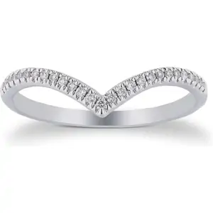 Goldsmiths 9ct White Gold 0.12cttw V Shaped Wedding Ring - Ring Size P