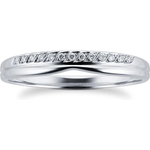 Goldsmiths Ladies 3mm Platinum Wedding Band Set With 0.09 Total Carat Weight Diamonds - Ring Size K