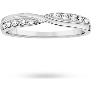 Goldsmiths Ladies 3mm Platinum 0.09 Total Carat Weight Diamond Set Kiss Wedding Ring. - Ring Size K