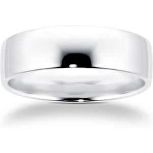 Goldsmiths 6mm Slight Court Standard Wedding Ring In 9 Carat White Gold - Ring Size O