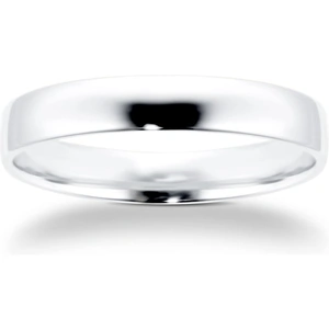 Goldsmiths 4mm Slight Court Standard Wedding Ring In 18 Carat White Gold - Ring Size P