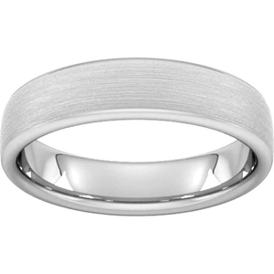 Goldsmiths 5mm Slight Court Extra Heavy Matt Finished Wedding Ring In 9 Carat White Gold - Ring Size P