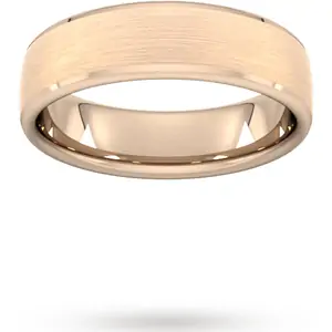 Goldsmiths 6mm D Shape Heavy Polished Chamfered Edges With Matt Centre Wedding Ring In 9 Carat Rose Gold - Ring Size J