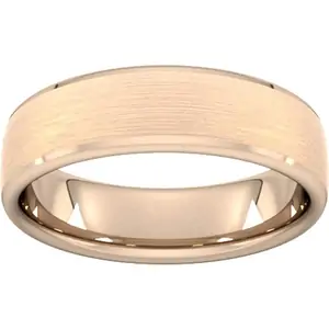 Goldsmiths 6mm D Shape Heavy Polished Chamfered Edges With Matt Centre Wedding Ring In 18 Carat Rose Gold - Ring Size G