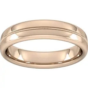 Goldsmiths 5mm Slight Court Heavy Milgrain Centre Wedding Ring In 9 Carat Rose Gold - Ring Size G