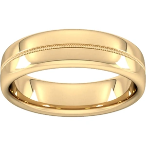 Goldsmiths 6mm Slight Court Heavy Milgrain Centre Wedding Ring In 18 Carat Yellow Gold - Ring Size R