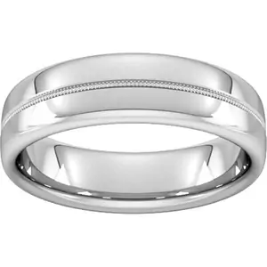 Goldsmiths 6mm Slight Court Extra Heavy Milgrain Centre Wedding Ring In 950 Palladium - Ring Size N