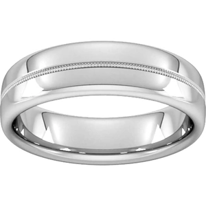 Goldsmiths 6mm D Shape Heavy Milgrain Centre Wedding Ring In 9 Carat White Gold - Ring Size T
