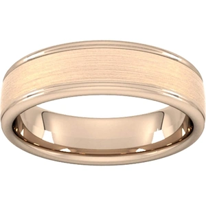 Goldsmiths 5mm Traditional Court Heavy Matt Centre With Grooves Wedding Ring In 9 Carat Rose Gold - Ring Size R