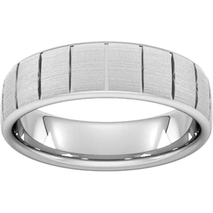 Goldsmiths 6mm Slight Court Extra Heavy Vertical Lines Wedding Ring In Platinum - Ring Size T