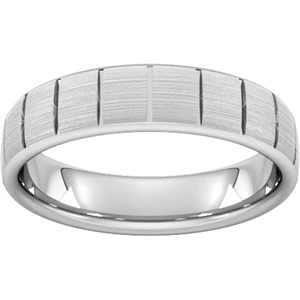 Goldsmiths 5mm Slight Court Heavy Vertical Lines Wedding Ring In 950 Palladium - Ring Size P