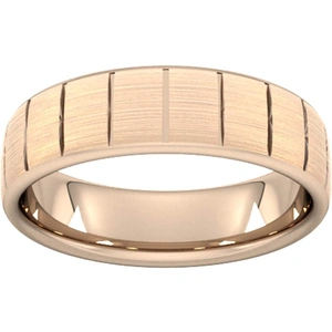 Goldsmiths 6mm Traditional Court Standard Vertical Lines Wedding Ring In 9 Carat Rose Gold - Ring Size U