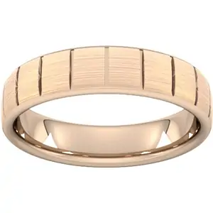 Goldsmiths 5mm Traditional Court Standard Vertical Lines Wedding Ring In 18 Carat Rose Gold - Ring Size K