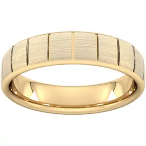 Goldsmiths 5mm D Shape Heavy Vertical Lines Wedding Ring In 18 Carat Yellow Gold - Ring Size G