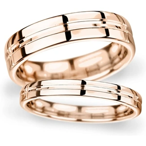 Goldsmiths 5mm Flat Court Heavy Grooved Polished Finish Wedding Ring In 9 Carat Rose Gold - Ring Size P