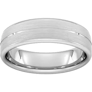 Goldsmiths 6mm Slight Court Extra Heavy Centre Groove With Chamfered Edge Wedding Ring In 9 Carat White Gold - Ring Size Z