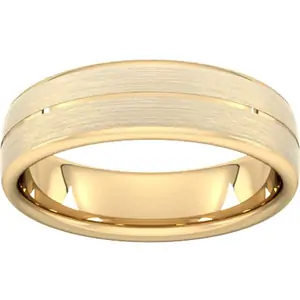 Goldsmiths 6mm Slight Court Heavy Centre Groove With Chamfered Edge Wedding Ring In 9 Carat Yellow Gold - Ring Size Z