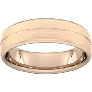 Goldsmiths 6mm Flat Court Heavy Centre Groove With Chamfered Edge Wedding Ring In 18 Carat Rose Gold - Ring Size Z
