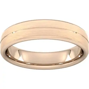 Goldsmiths 5mm Traditional Court Standard Centre Groove With Chamfered Edge Wedding Ring In 9 Carat Rose Gold - Ring Size Z